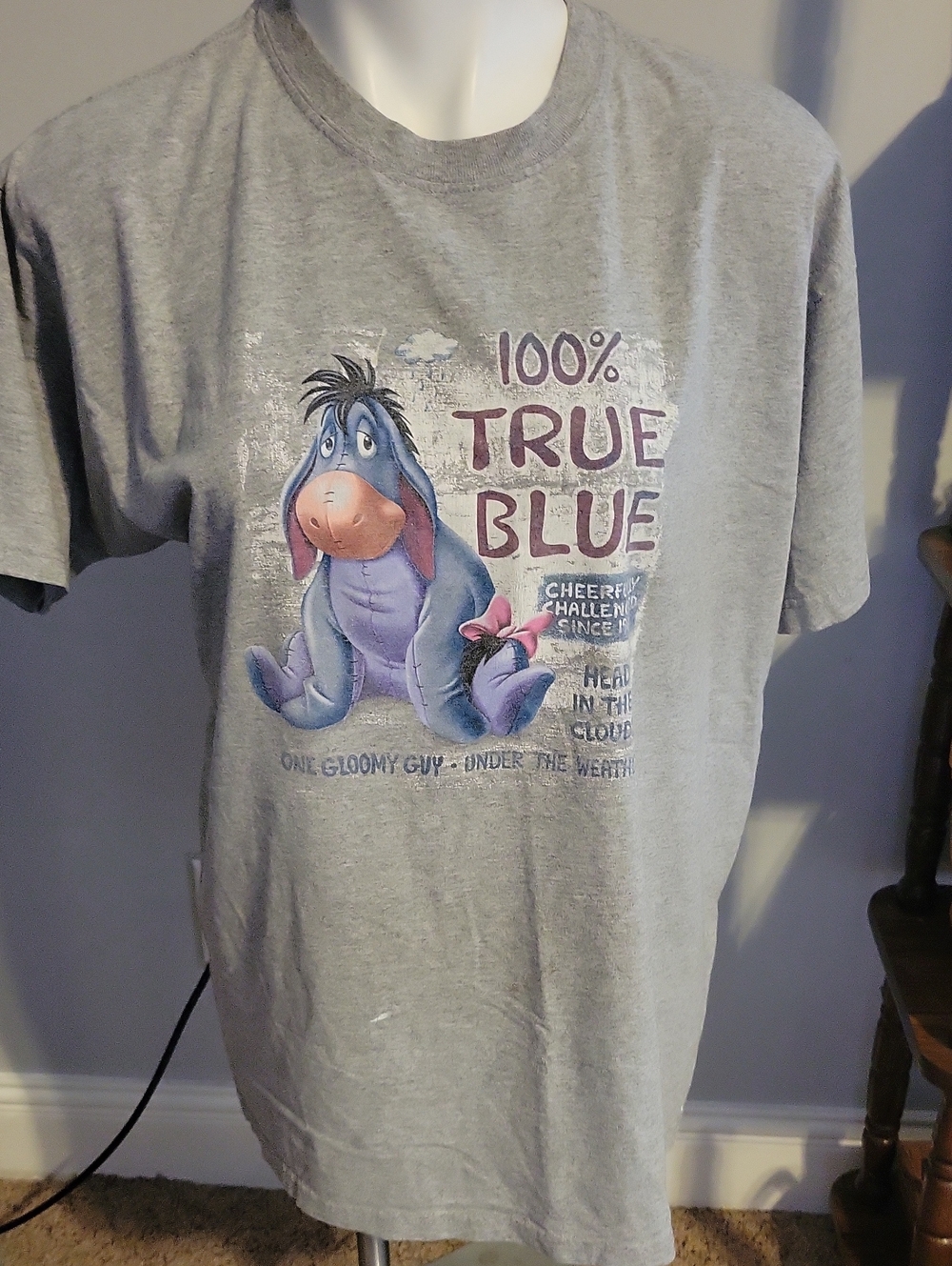 Disney Grey Eeyore Branded Tee with Logo Tag...size Large